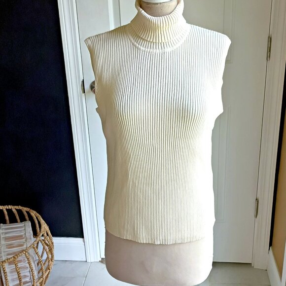 NEW! RIBBED SLEEVELESS TURTLNECK SWEATER SZ XL - Picture 1 of 4